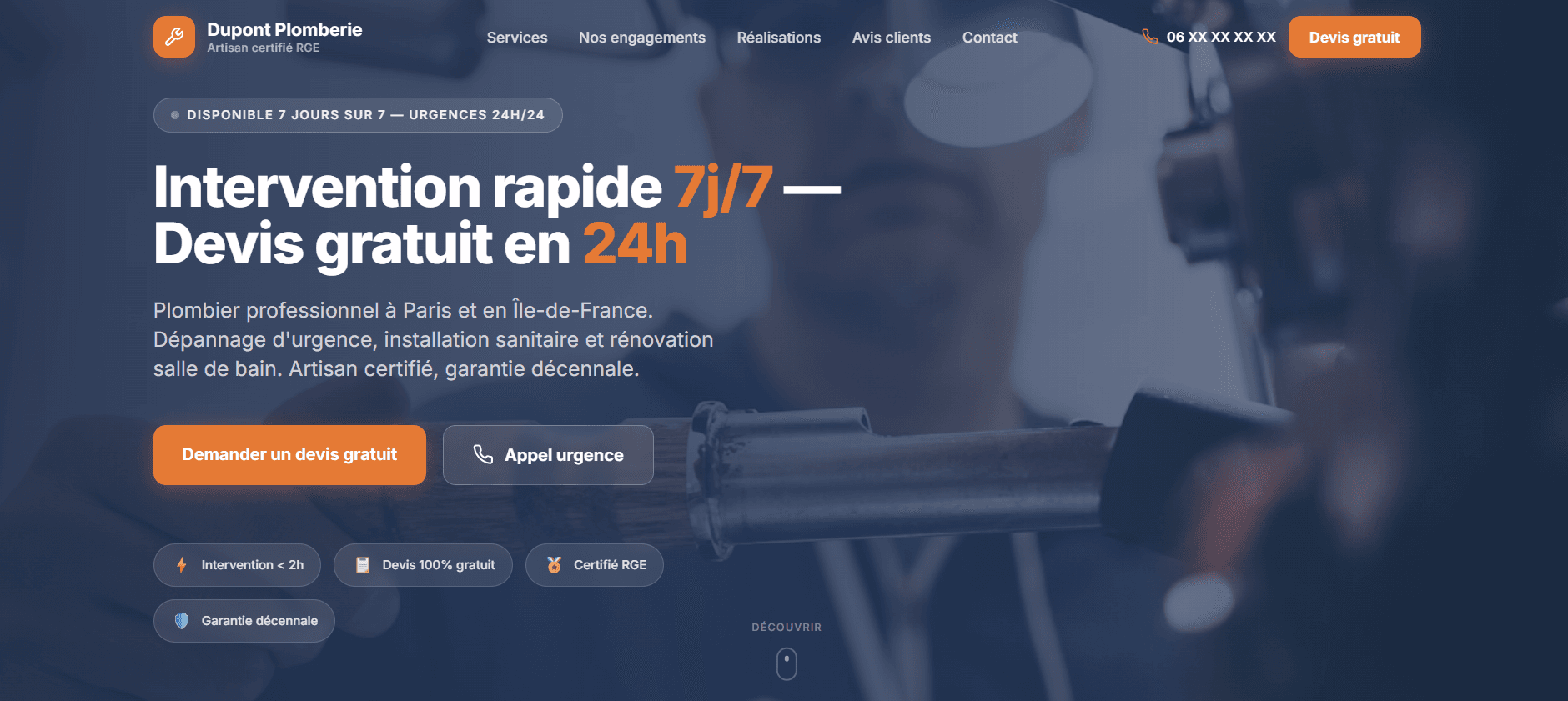 Aperçu du site Dupont Plomberie