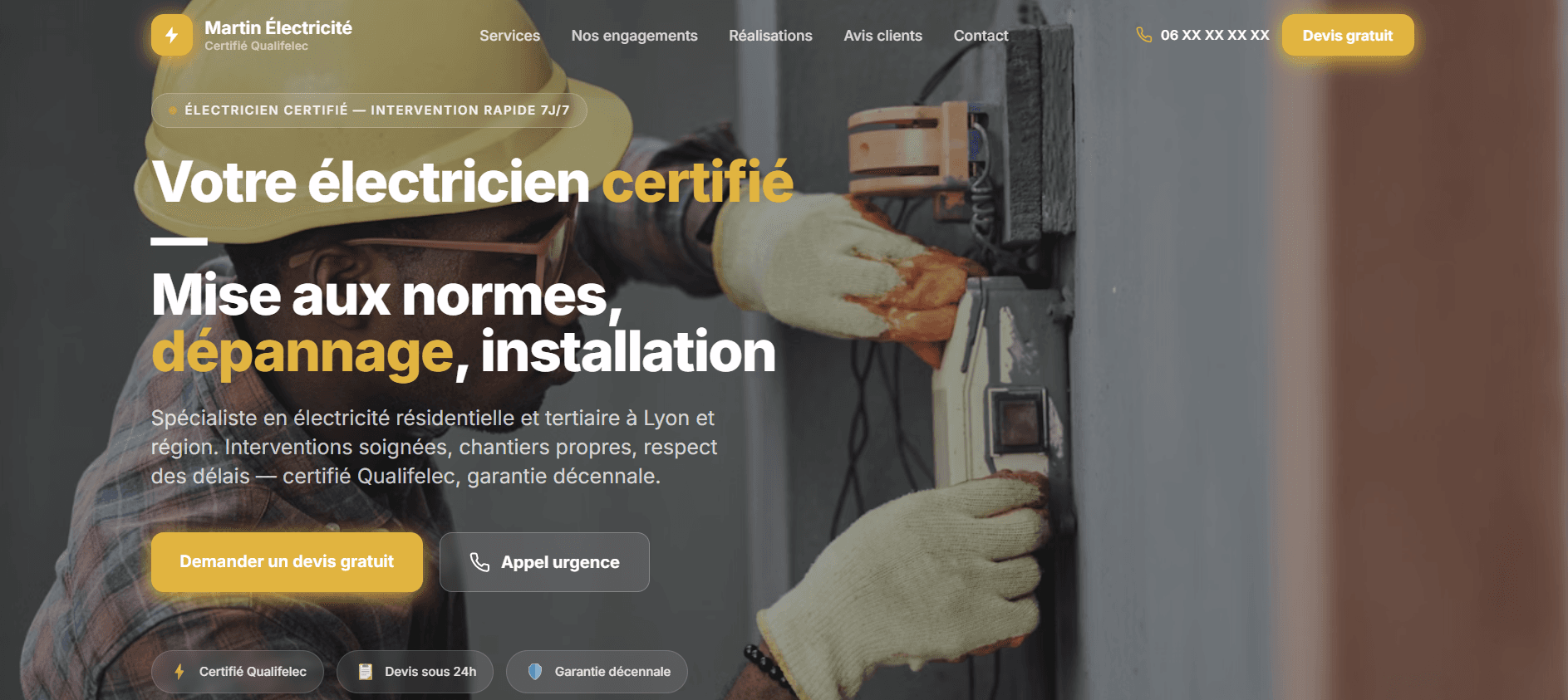 Aperçu du site Martin Électricité