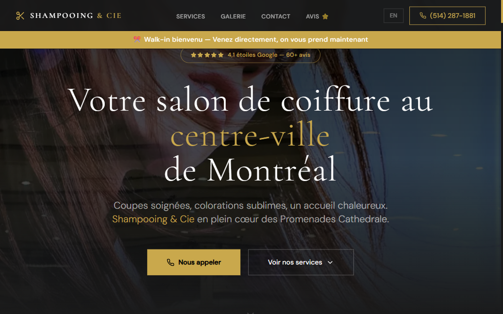 Maquette site internet coiffeur — VotreBooster Digital